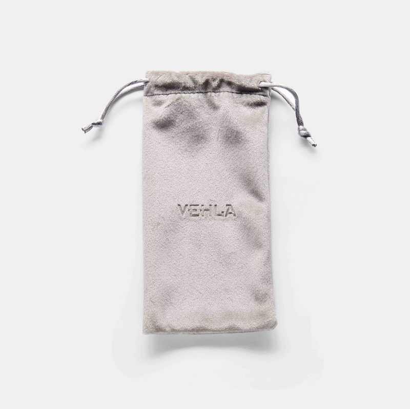 grey soft pouch case with vehla logo