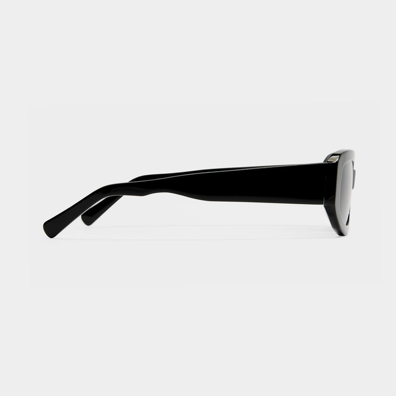 side shot of the Indi black / Smoke sunglasses from vehla eyewear