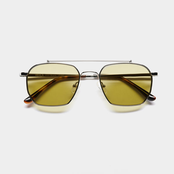 front product image of vehla eyewear bowie sunglasses in silver / khaki
