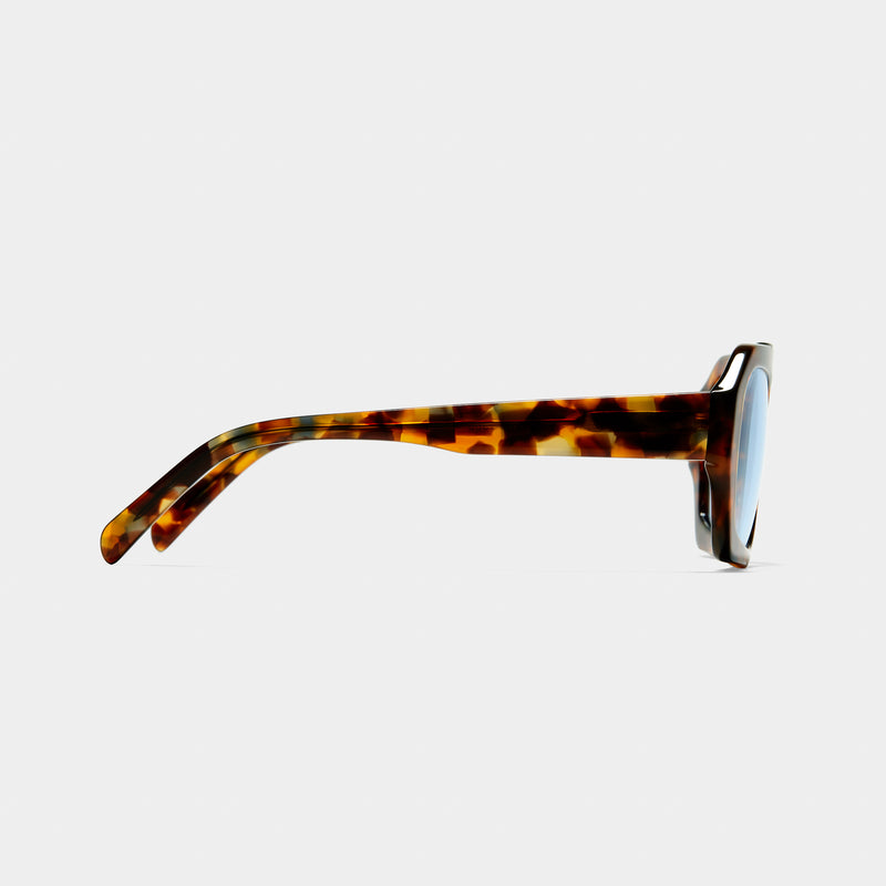 side product shot of vehla eyewear river sunglasses in tort / sky